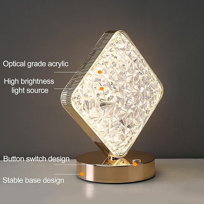 Crystal diamond LED table lamp